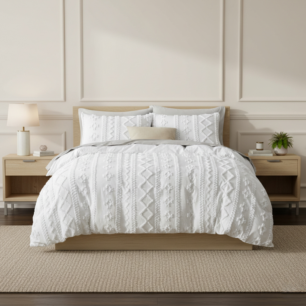 Milano Tufted Leopard Chenille Sulaman Set Selimut Set Tempat Tidur
