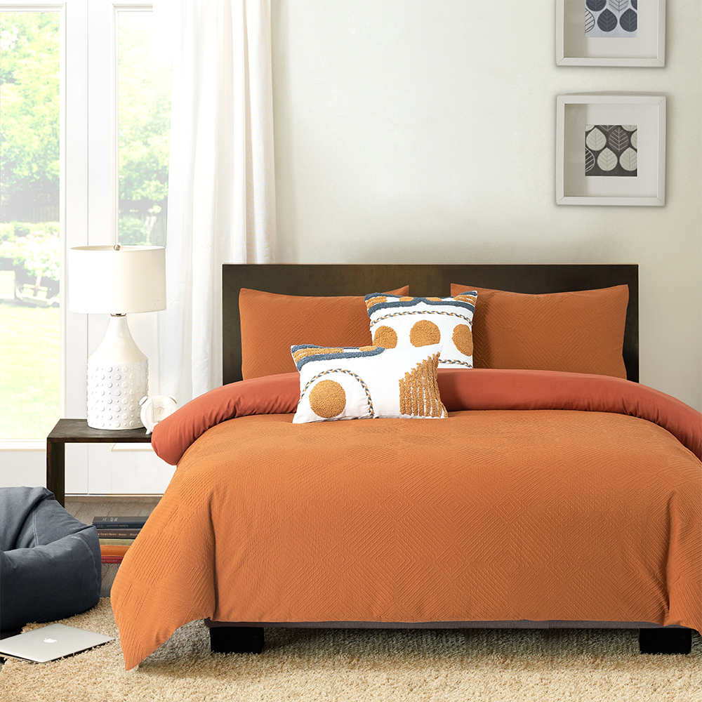 Pelawan Geometric Timbul Bertekstur Duvet Cover Quilt Cover Set Set peralatan tempat tidur
