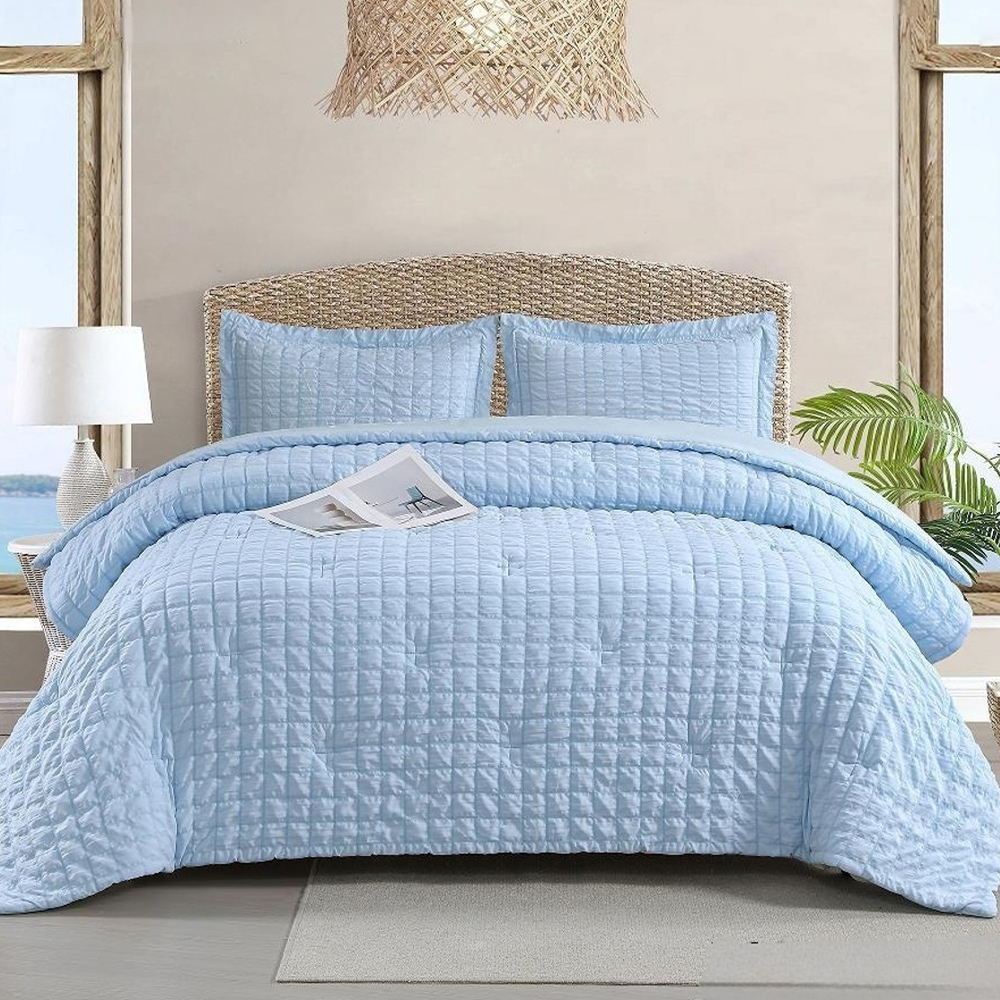 Olsen Tekstur cek Timbul Duvet Cover Quilt Cover Set Set Tempat Tidur