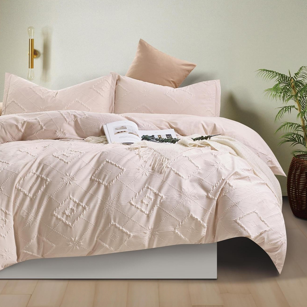 Indra Textured Boho Timbul Duvet Cover Quilt Cover Set Set Peralatan Tempat Tidur