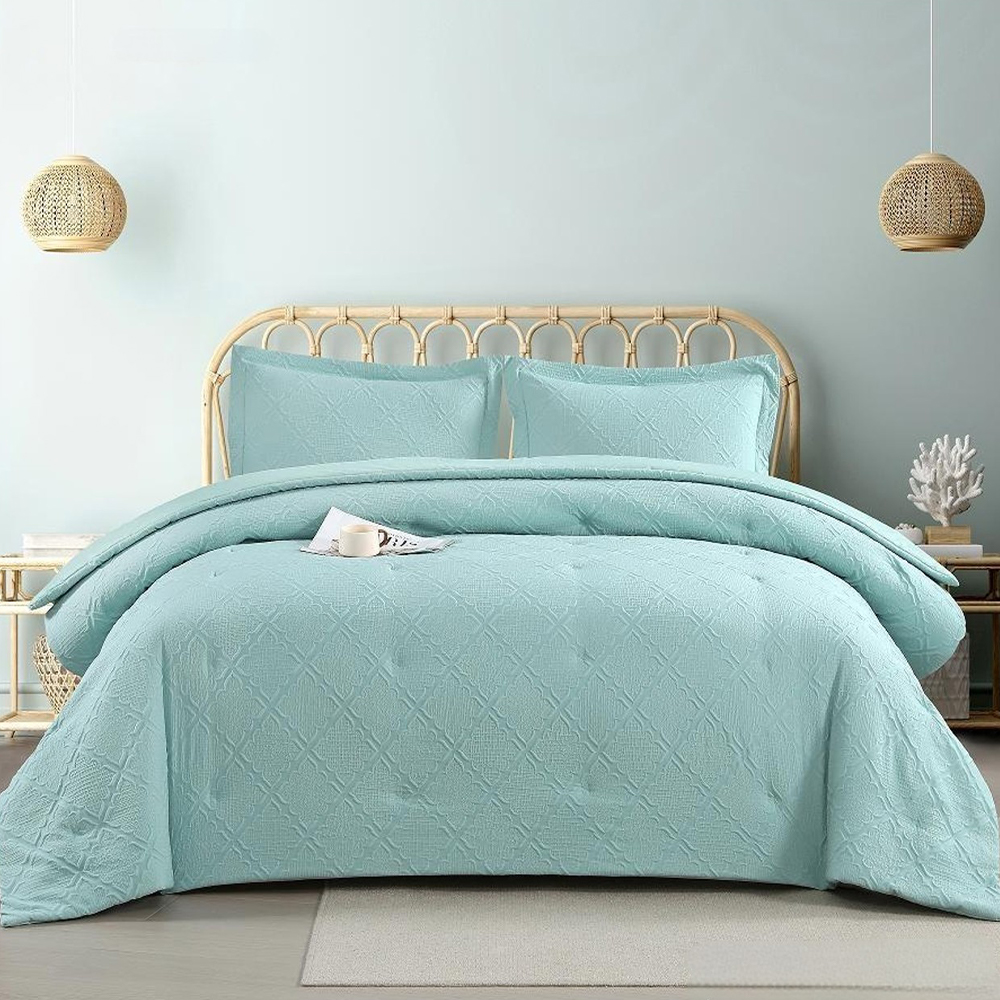 Lusso Textured Geometric Diamond Timbul Duvet Cover Set Sarung Kuilt Set Peralatan Tempat Tidur