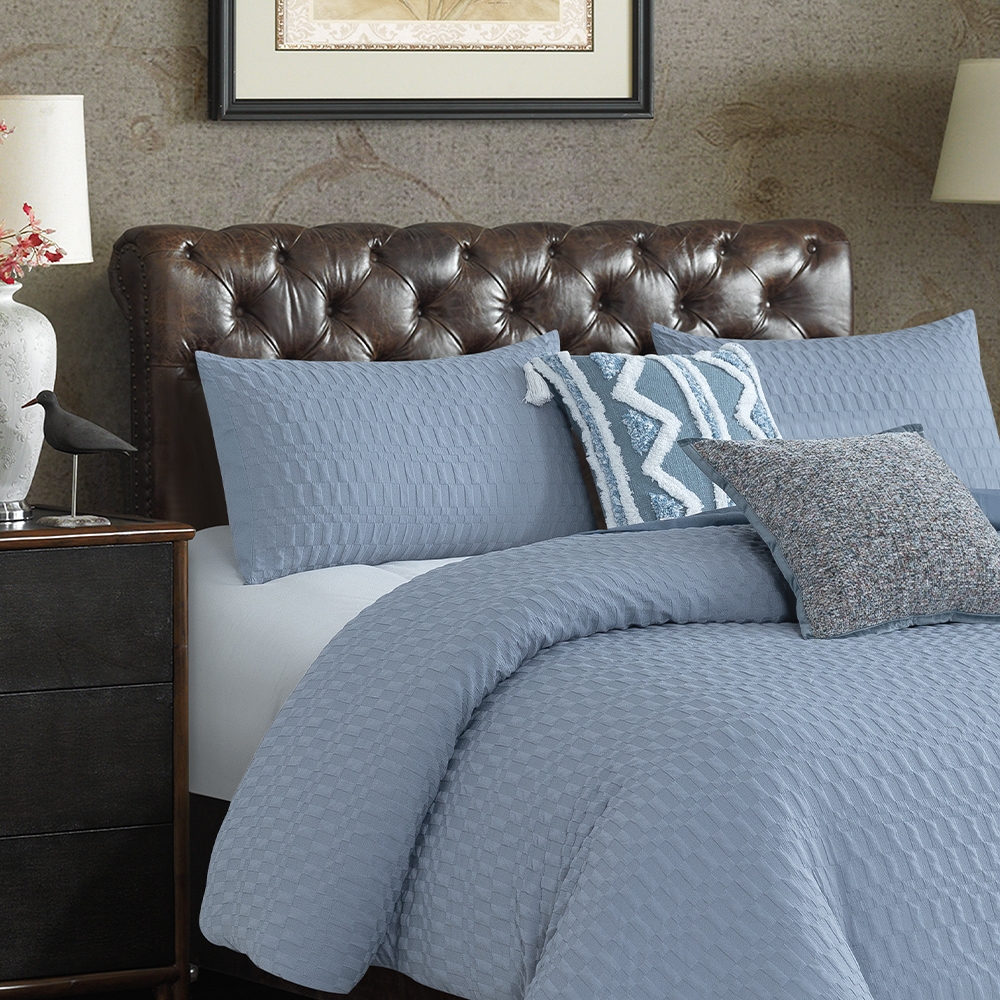 Set Sarung Selimut Geometrik Bertekstur Lembah Set Peralatan Tempat Tidur
