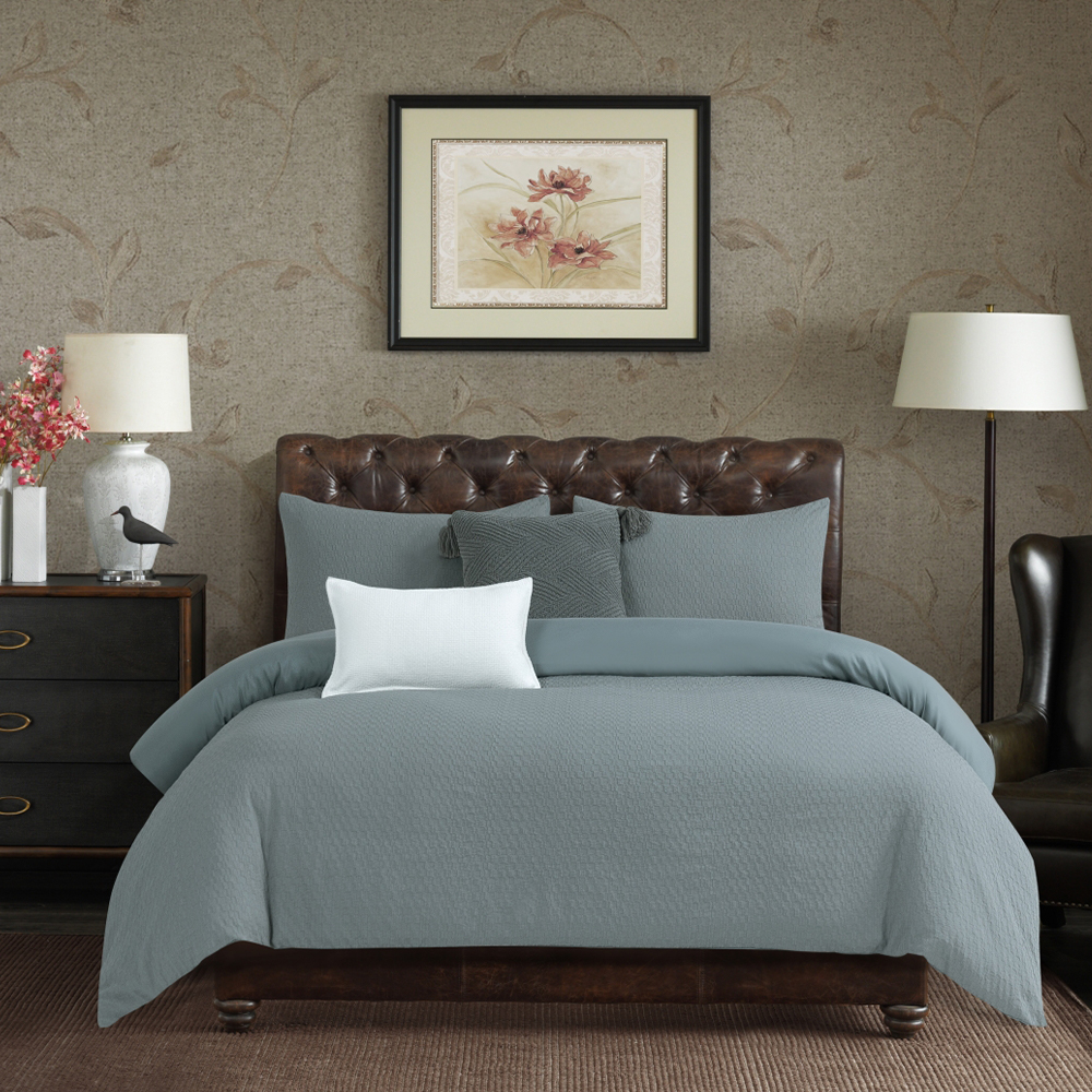 Liora Textured Geometric Duvet Cover Set Quilt Cover Set Set Tempat Tidur