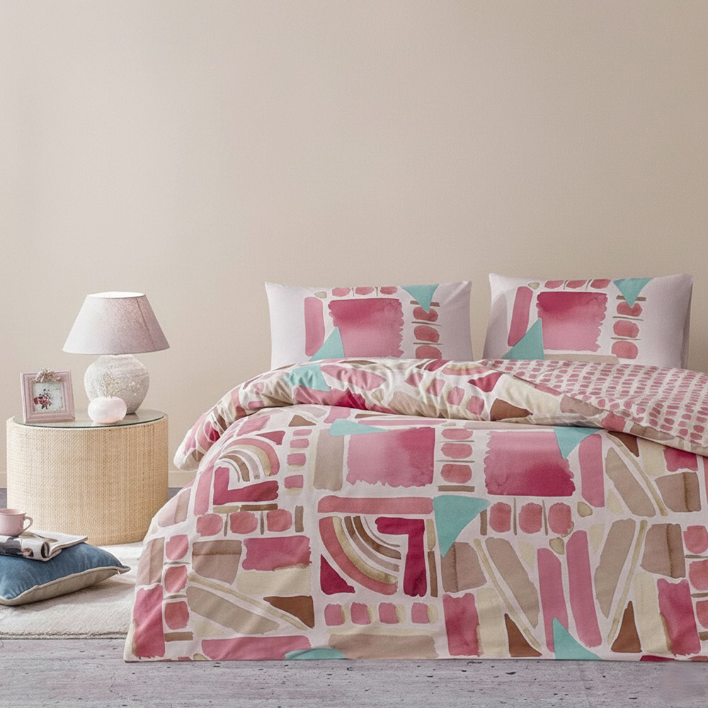 Armando Cat Air Geometrik Cetakan Boleh Balik Duvet Cover Quilt Cover Set Set Peralatan Tempat Tidur