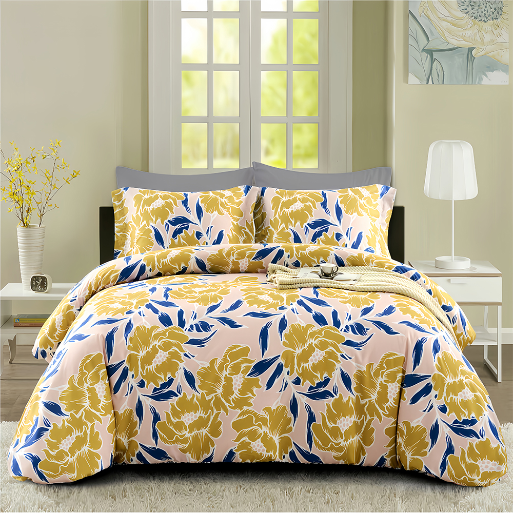 Della Botanical Floral Printed Duvet Cover Set Sarung Kuilt Koleksi Set Tempat Tidur