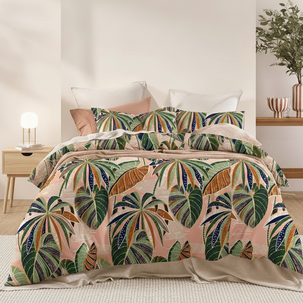 Maidstone Nature Leaf Cetakan Tulen Microfiber Cotton Bercetak Duvet Cover Set Sarung Kuilt Set peralatan tempat tidur