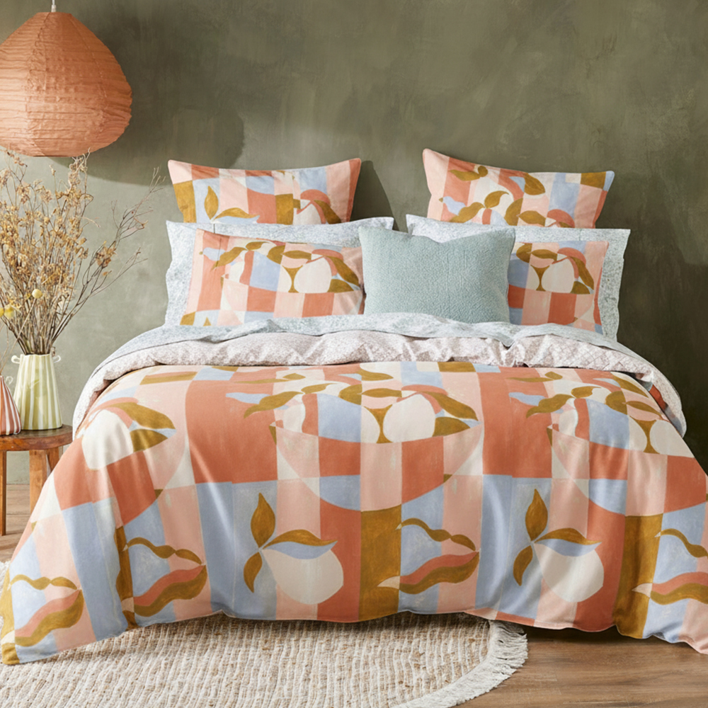 Coleraine Watercolor Cetakan Geometrik Kapas Microfiber Tulen Bercetak Duvet Cover Set Sarung Kuilt Set peralatan tempat tidur
