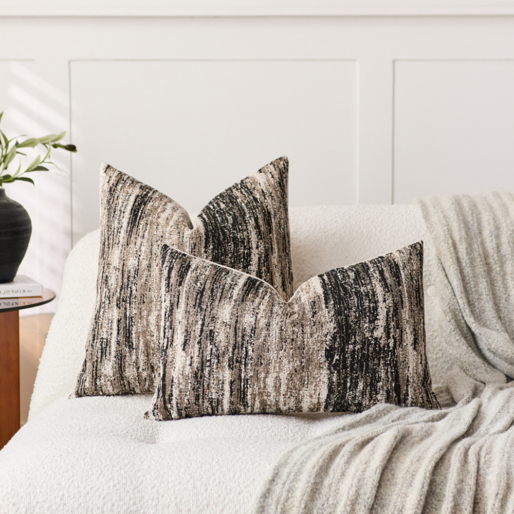 Bantal deko kusyen Lumbar Chenille Sapuan Berus Neutral