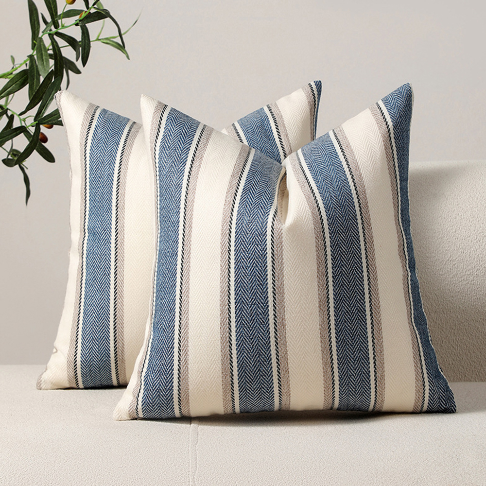 Bantal deko kusyen linen poli berjalur