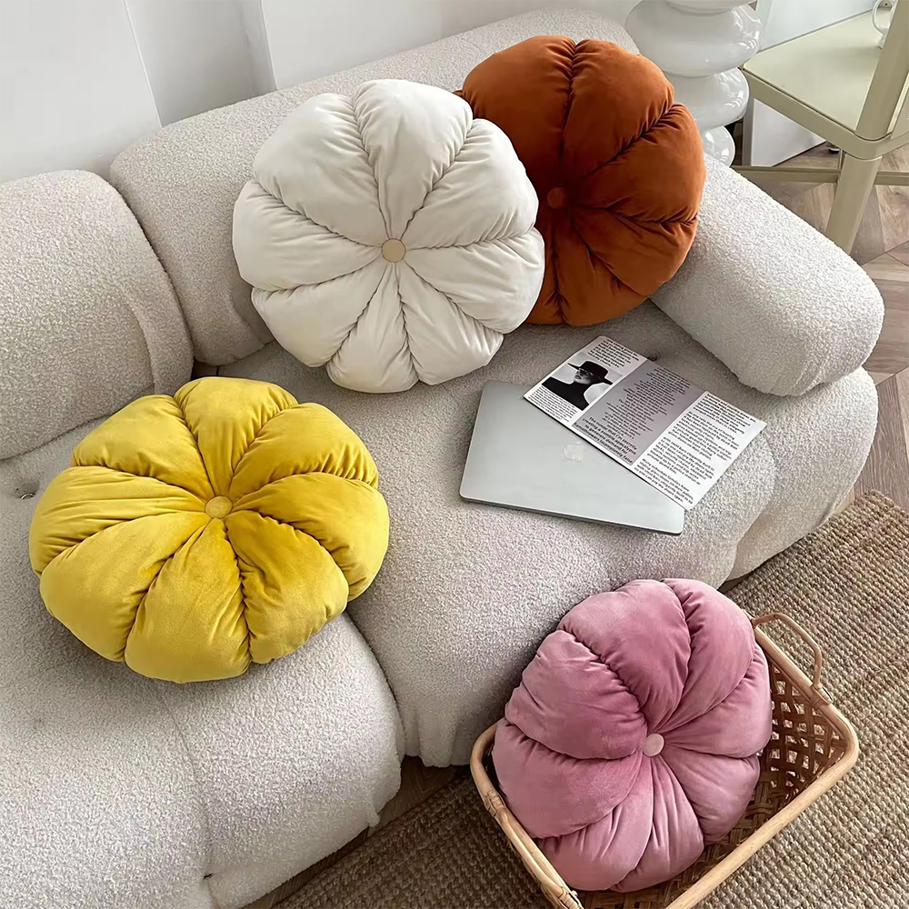 Bantal deco kusyen baldu bulat labu