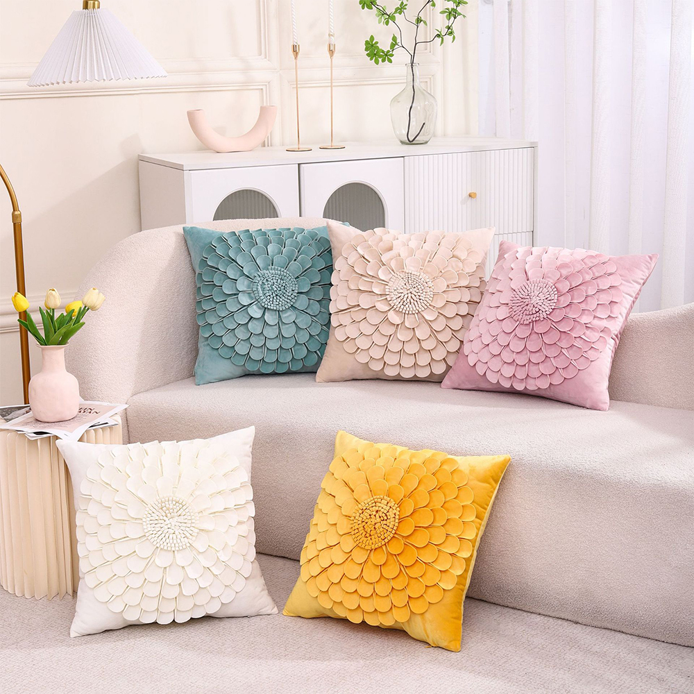 Bantal deko kusyen bunga 3D buatan tangan